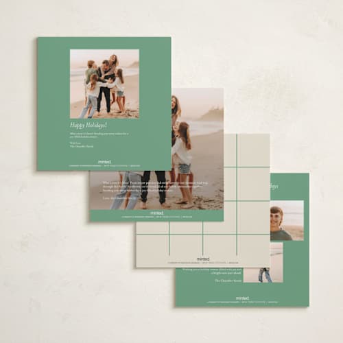 This is a mint holiday photo cards with standard by Ana Sharpe called merry & bright gallery printing on recycled smooth signature in square