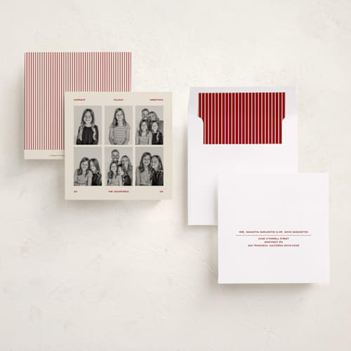 This is a stocking holiday photo cards with standard by Jenna Holcomb called hexad printing on recycled smooth signature in square