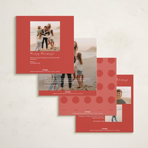 This is a cranberry holiday photo cards with standard by Christie Garcia called wags & wonder printing on recycled smooth signature in square