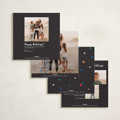 This is a confetti holiday photo cards with standard by Hattie and Jane called whimsyday printing on recycled smooth signature in square