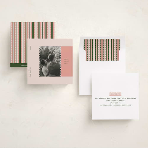 This is a cotton candy holiday photo cards with standard by Anastasia Makarova called wavy edge printing on recycled smooth signature in square