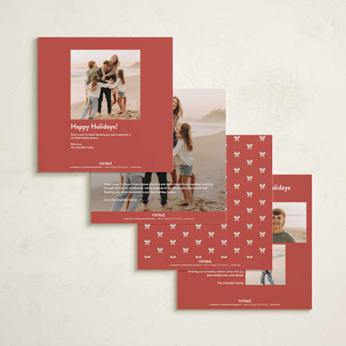 This is a berry holiday photo cards with standard by Maja Cunningham called timeless script printing on recycled smooth signature in square