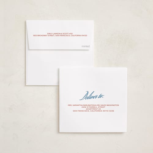 This is a berry holiday photo cards with standard by Maja Cunningham called timeless script printing on recycled smooth signature in square