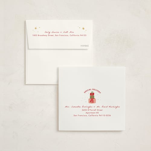 This is a holly berry holiday photo cards with standard by Sarah Rosenthal called reindeer express printing on signature in square