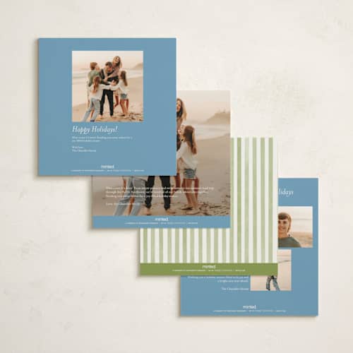 This is a ocean holiday photo cards with standard by Creo Study called coastal wreath printing on signature in square