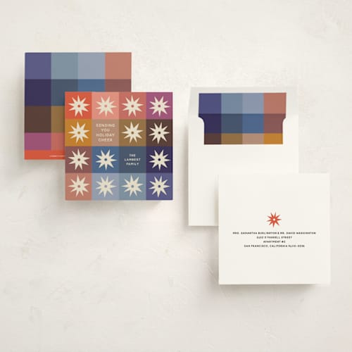 This is a cheer holiday photo cards with standard by Tracy Schifeling called festive grid printing on signature in square