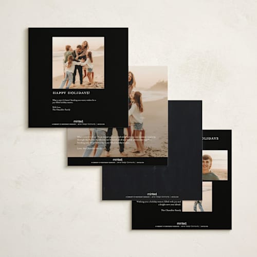This is a midnight holiday photo cards with standard by Anastasia Makarova called stellar beads printing on signature in square