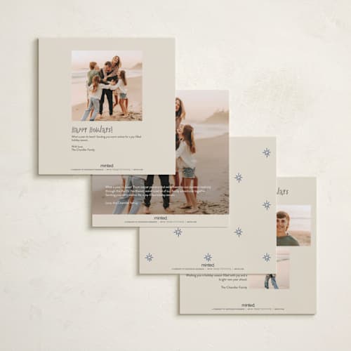 This is a blueberry holiday photo cards with standard by Angela Garrick called happy outlines printing on recycled smooth signature in square