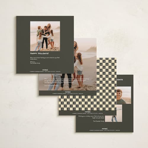 This is a pine needle holiday photo cards with standard by Jenna Holcomb called memorable year printing on recycled smooth signature in square