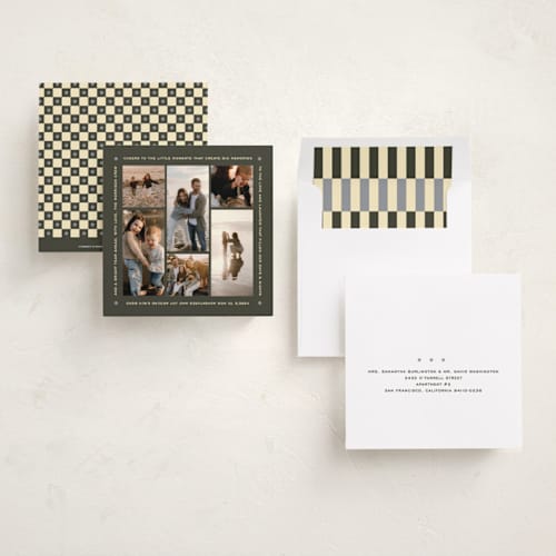 This is a pine needle holiday photo cards with standard by Jenna Holcomb called memorable year printing on recycled smooth signature in square
