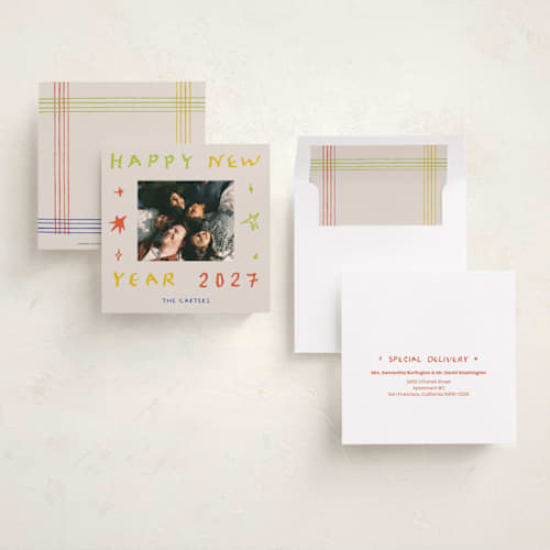 This is a sherbet holiday photo cards with standard by Zove Ahhh called sparkling cheers printing on recycled smooth signature in square