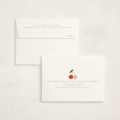 This is a petal baby shower thank you cards with foil pressed by Kiersten Garner called tiny cherry on top printing on strathmore in standard