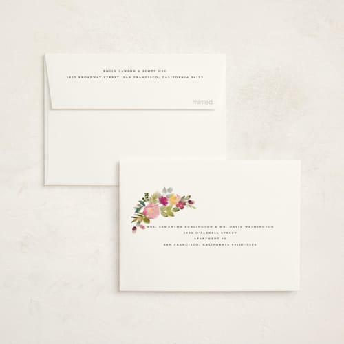 This is a wild berry baby shower thank you cards with foil pressed by Lori Wemple called floral jewels printing on strathmore in standard