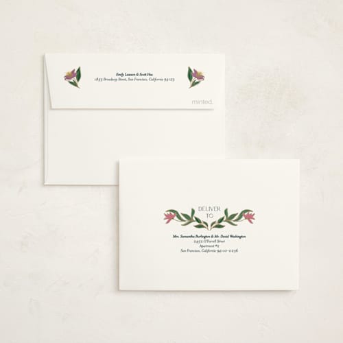 This is a midnight garden baby shower thank you cards with foil pressed by Simona Camp called gilded tapestry printing on strathmore in standard