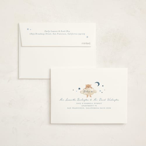 This is a moonlight baby shower thank you cards with foil pressed by Sarah Knight called twinkle twinkle little star printing on strathmore in standard