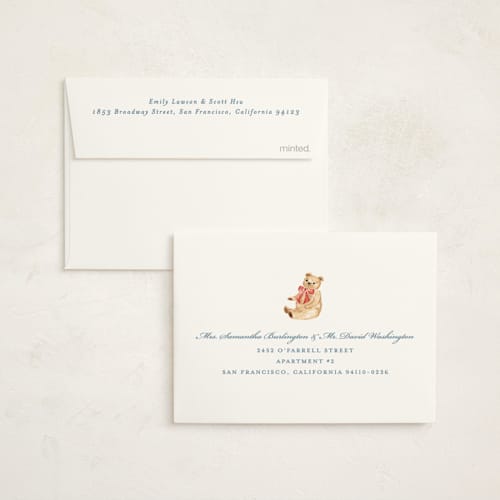 This is a sky baby shower thank you cards with foil pressed by Sarah Knight called classical printing on strathmore in standard