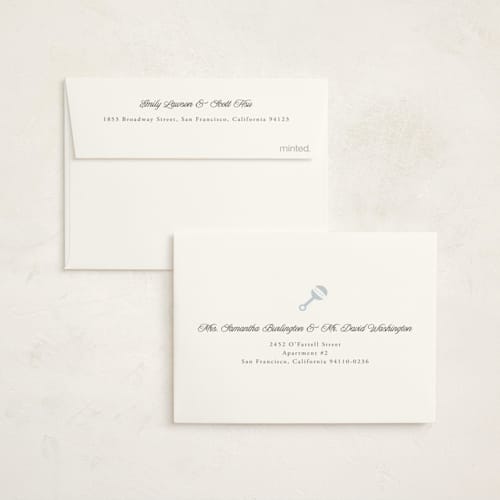 This is a blueberry baby shower thank you cards with standard by Benita Crandall called boujee printing on strathmore in standard
