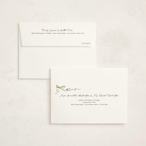 This is a powderblue baby shower thank you cards with standard by Pati Cascino called bowls and buds printing on strathmore in standard