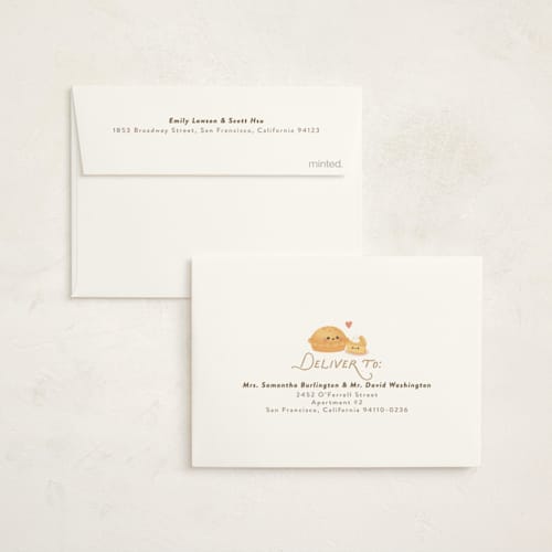 This is a tan baby shower thank you cards with standard by Itsy Belle Studio called cutie pie printing on strathmore in standard
