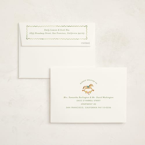 This is a leaf baby shower thank you cards with standard by Sarah Knight called wave printing on strathmore in standard