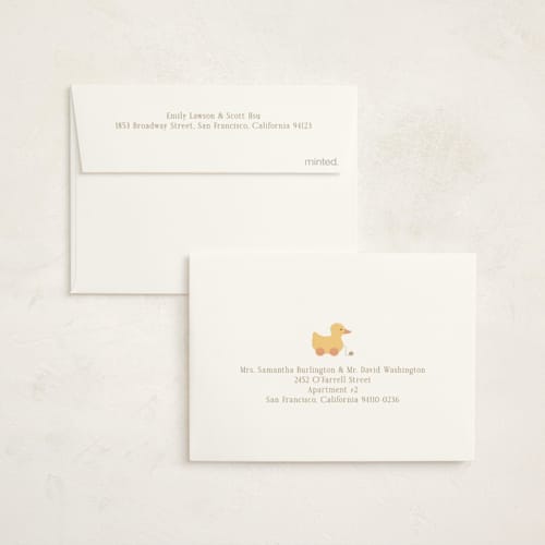 This is a linen baby shower thank you cards with standard by Brandy Folse called charming nursery printing on strathmore in standard