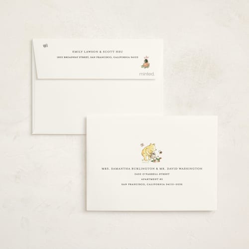 This is a garden baby shower thank you cards with standard by Sarah Knight called disney rabbit's garden printing on strathmore in standard