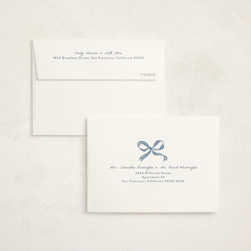 This is a periwinkle baby shower thank you cards with standard by Jamie Alexander called bottles and brews printing on strathmore in standard