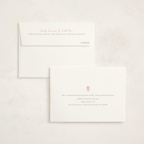 This is a petal baby shower thank you cards with standard by Sara Hicks Malone called flora belle printing on strathmore in standard
