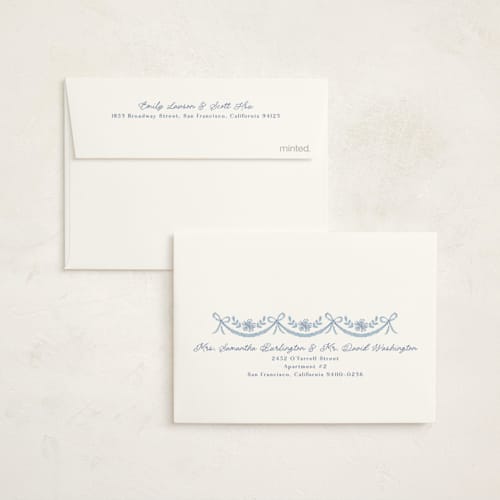 This is a cornflower baby shower thank you cards with standard by Laura Hankins called handkerchief printing on strathmore in standard