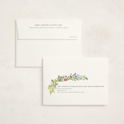 This is a cotton baby shower thank you cards with standard by Susan Moyal called flower garden printing on strathmore in standard