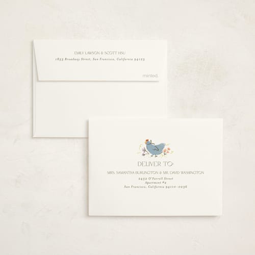 This is a creamery baby shower thank you cards with standard by Vera Lim called whimsical frame printing on strathmore in standard