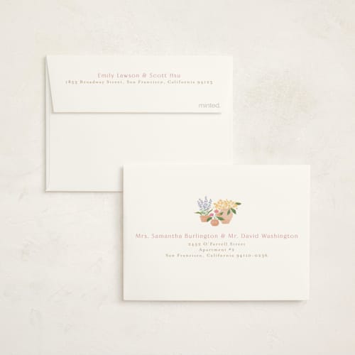 This is a strawberry baby shower thank you cards with standard by Jennifer Wick called petite greenhouse printing on strathmore in standard