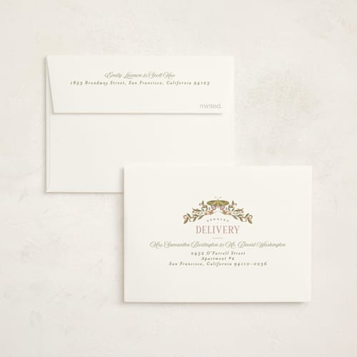This is a moss baby shower thank you cards with standard by Joanna Griffin called vintage butterfly printing on strathmore in standard
