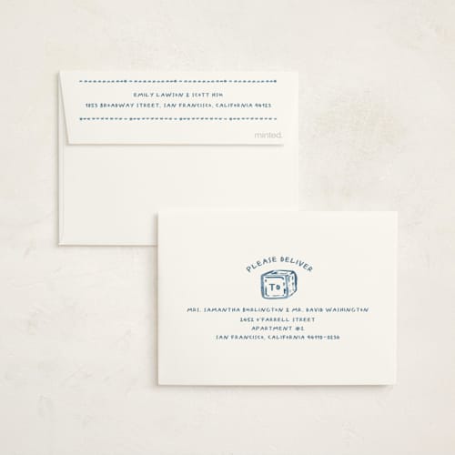 This is a baby blue baby shower thank you cards with standard by Claudia Orengo called letter box printing on strathmore in standard