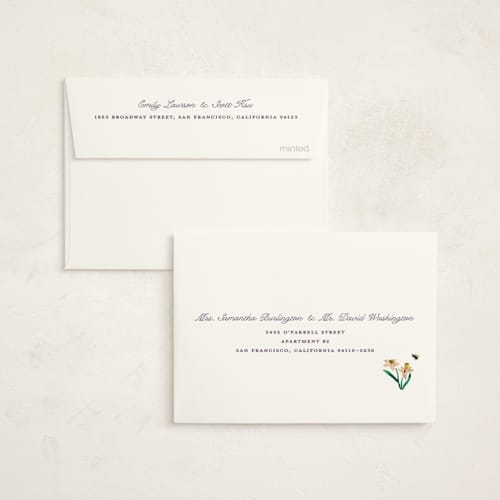 This is a citrus baby shower thank you cards with standard by Pati Cascino called blooming garden printing on strathmore in standard
