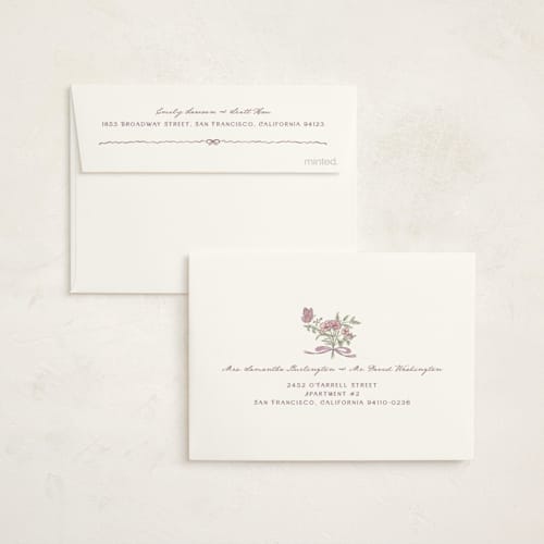 This is a heather baby shower thank you cards with standard by Jenna Holcomb called baby in bloom. printing on strathmore in standard