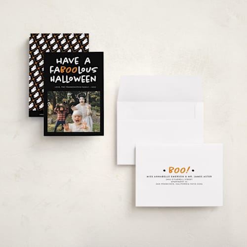 This is a cauldron halloween party invitations cards with standard by Heather Schertzer called faboolous printing on recycled smooth signature in petite