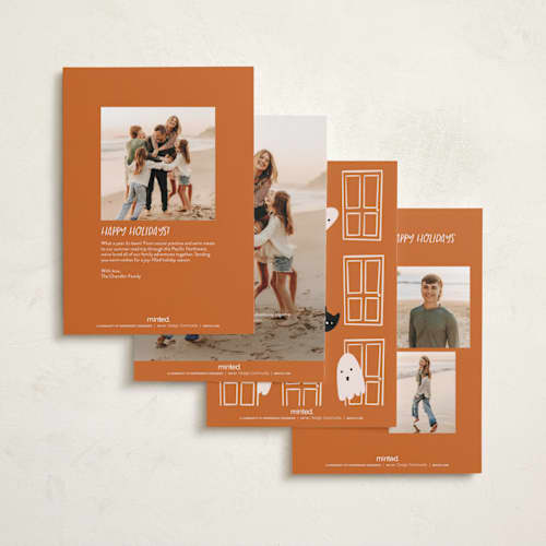 This is a pumpkin halloween party invitations cards with standard by Grae called ghost house printing on recycled smooth signature in petite