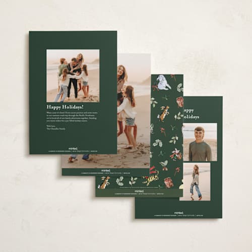This is a christopher robin holiday photo cards with standard by Sarah Knight called hundred aker wreath printing on recycled smooth signature in standard