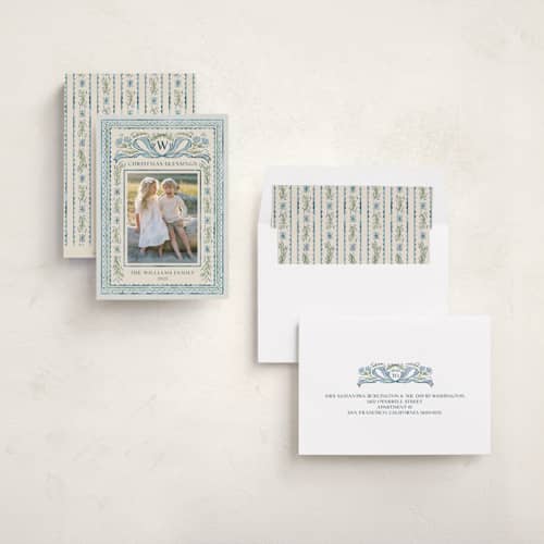 This is a blue jay holiday photo cards with standard by Paper Sun Studio called christmas gift printing on recycled smooth signature in standard