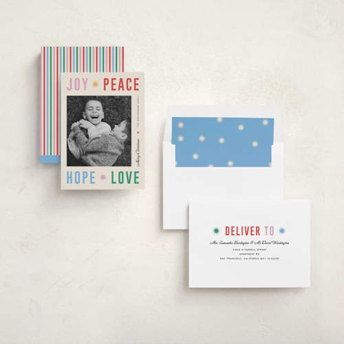 This is a sparkler holiday photo cards with standard by Pixel and Hank called peace poster printing on recycled smooth signature in standard
