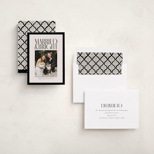 This is a ink holiday photo cards with standard by Ekko Studio called married & bright printing on recycled smooth signature in standard