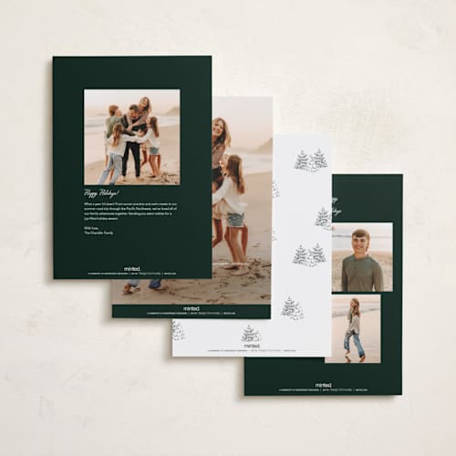 This is a forest holiday photo cards with standard by Michelle Harrick called minimal tree farm printing on recycled smooth signature in standard