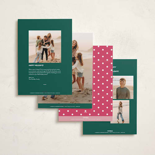 This is a fir holiday photo cards with standard by Jenna Holcomb called disney's retro mickey printing on recycled smooth signature in standard