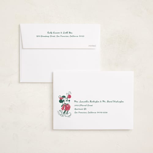 This is a fir holiday photo cards with standard by Jenna Holcomb called disney's retro mickey printing on recycled smooth signature in standard