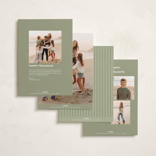 This is a sage holiday photo cards with standard by JoAnn Jinks called minimal border printing on recycled smooth signature in standard