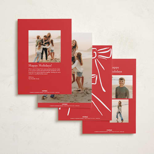 This is a candy cane holiday photo cards with standard by Phrosné Barwood called chappies printing on recycled smooth signature in standard