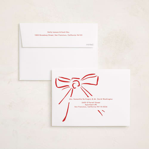 This is a candy cane holiday photo cards with standard by Phrosné Barwood called chappies printing on recycled smooth signature in standard