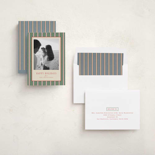 This is a pine holiday photo cards with standard by Amy Kross called atwood printing on recycled smooth signature in standard