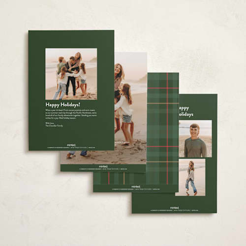 This is a stocking holiday photo cards with standard by Creo Study called simple frame printing on recycled smooth signature in standard